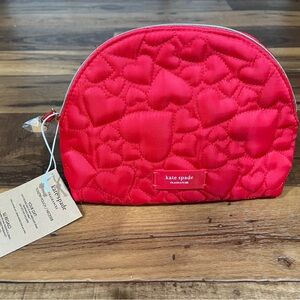 NWT- Kate Spade Quilted Red Heart Cosmetics Bag
